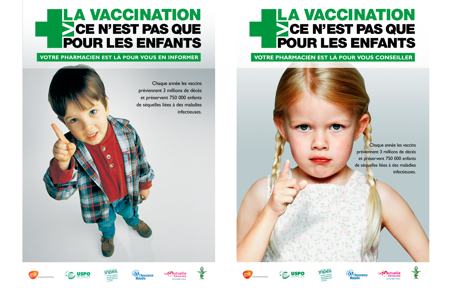 affiche d'enfants faisant la leçon aux adultes sur la mise à jour de leur vaccination